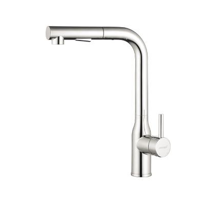 China Brass Body Single Hole Pull Out Kitchen Faucet Or Water Taps 360 Degree To Rotate To Lower Contemporary Brass Deck Mounted Mixer Spray And Bubble Sink Kitchen Faucet for sale