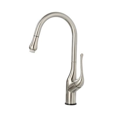 China Contemporary Single Hole Kitchen Faucet Wire Drawing Faucets Silver Swan Shape Pull Out Faucet Kitchen Sink Faucet Water Tap for sale