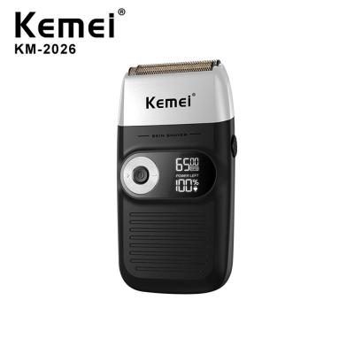 China Safety Kemei 2 in 1 Aluminum Rechargeable Electric Shaver Portable Cordless Men Swapping Razor Beard Trimmer LCD Display for sale