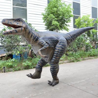 China Amusement Park Anti-rust Attractive Robotic Dinosaur Costume Human Made Raptor Dinosaur Costume for sale