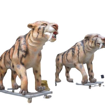 China CET-OEM Fiberglass Jurassic Animatronic Animals Tiger Rhino Deer Panda Wild Animal Sculpture For Zoo Park for sale