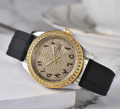 China 2022 Automatic Date OEM ODM Summer New Style Luxury Diamonds Sprinkle Band Arab Men's Quartz Watch Wholesale for sale