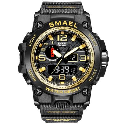 China 1545 Men's Quartz Watch LED Digital Brand Alarm SMAEL Mens Watches New Waterproof All Black Military Sport Man Clock Relogio Masculino for sale