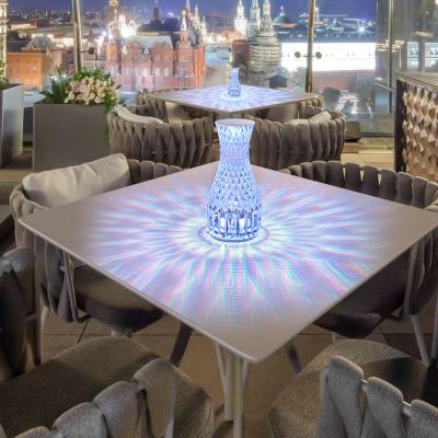 China Modern Acrylic Modern Led Touch or Remote Control USB Charging Creative Transparent Acrylic Desktop Vase Led Crystal Table Lamp for sale