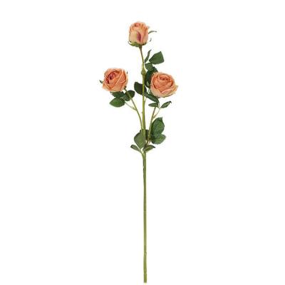 China European Rose Retro Single Stem 3 Heads Vintage Artificial Flowers Silk Flower For Home Decoration Wedding Artificial for sale