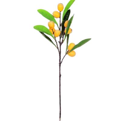 China Wholesale Home Decor Wedding Decorative Artificial Fruits Ties Fake Loquat Fruit Stems Artificial Tree Branches For Wedding Party Shooting Home Decoration for sale