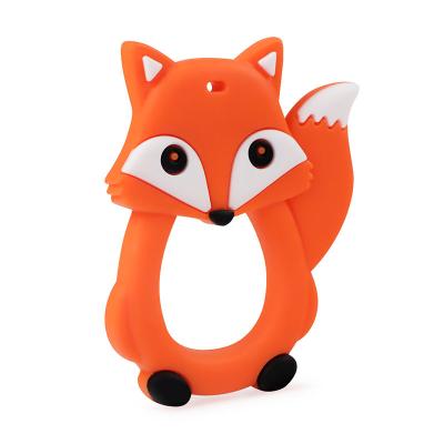 China Eco-friendly Food Grade Silicone Teether For Milk Teeth Cartoon Fox Animals Form Silicone Teethers for sale