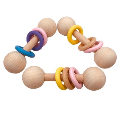 China Wooden Teether Baby Rattle Baby Toy New Born Beech Soft Baby Play And Training Toy for sale