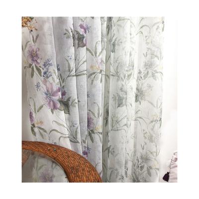 China Hot Selling Style European and American Floral Printing Sheer Curtain for Living Room and Dining Room Hotel Fancy Tulle Customized Curtain for sale