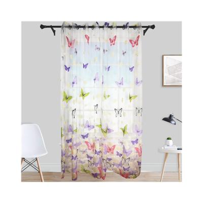 China Blackout China Factory Direct Selling Polyester Butterfly Printed Sheer Curtain For Living Room Kids Room for sale