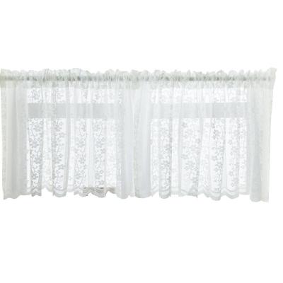 China 2021 Hot Selling Blackout Amazon Rod Pocket Lace Cafe Kitchen White Short Curtain for sale