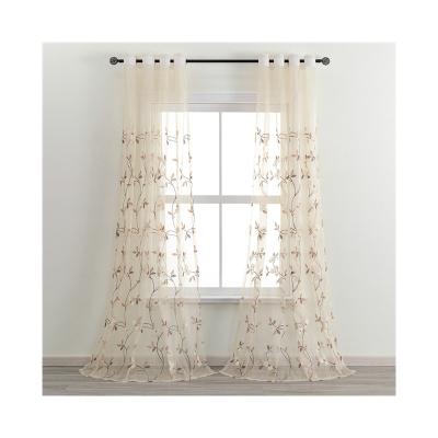 China Hot Sale Custom Size Cheap Floral Embroidery Blackout Sheer Curtains For Living Room for sale