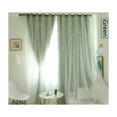 China KOREAN high quality wholesale custom double layer cheap star shaped curtain for kids room for sale