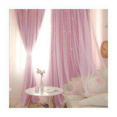 China Beautiful KOREAN Hot Selling Star Style Double Layer Gauze Curtains Korean Kid's Bedroom Decorate Cortinas for sale