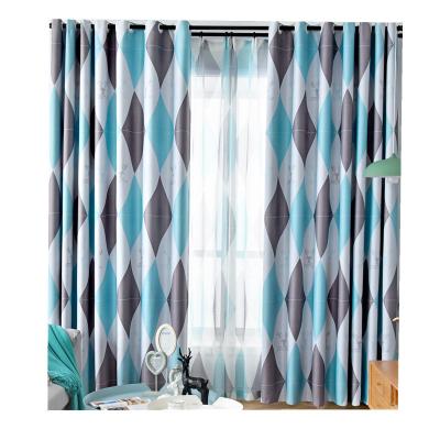 China Nordic Blue Geometric Print Blackout Curtains Blackout Living Room Window Blackout Curtains Print Curtains Home Decoration for sale