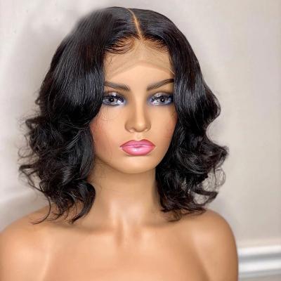 China Short Curly Lace Front Human Hair Wigs Pre Plucked Loose Cuticle Wave Brazilian Virgin Hair Glueless Lace Wigs For Black Woman for sale