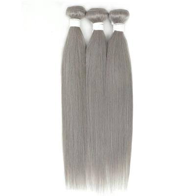 China Brazilian Straight Hair Bundles With Closure 4x4 Silver Gray Color Human Hair Extensions 100% Human Hair Bundles Weaves With Closure for sale