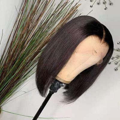 China Straight Wig 13x4 Lace Up Deep Front Bob Wigs Brazilian Straight Remy Hair Natural Color Part Wig For Colored Women 150% Density for sale