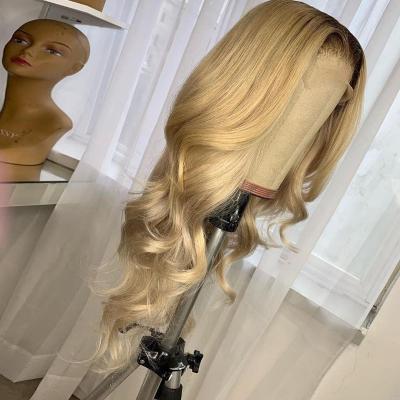 China Loose Wave Blonde Full Lace Wigs Loose Wave Brazilian Virgin Hair Full Lace Wigs Pre Plucked Bleached Knots Loose Wave Wigs For Woman for sale