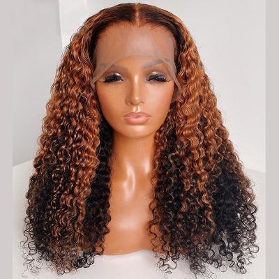 China Unprocessed Curly Ombre Hair Wigs 100% Virgin Brazilian Hair Lace Front Wigs Natural Hairline Pre Plucekd Wigs For Woman for sale