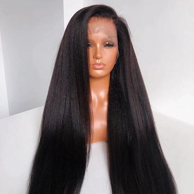 China Straight Yaki Yaki Human Hair Wigs 13x6 Lace Front Wigs For Color Woman Natural Hairline Brazilian Glueless Lace Front Wigs for sale