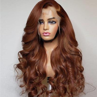 China Loose Wave 13x6 Lace Front Wigs Hair Pre Plucked Brazilian Virgin Hair Wigs Brown Color Lace Front Human Hair Wigs For Woman for sale