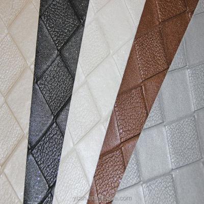 China Latest Design Abrasion-Resistant Shiny Diamond Pattern PVC Leatherette For Making Bed, Bags, Sofa for sale