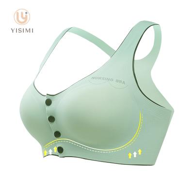 China Comfortable Padded Breathable Nylon Maternity Bra Front Open Nursing Bralette Seamless Bra Cup Plus Size Breathable Bra for sale