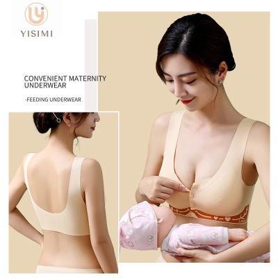 China Nylon Padded Cup Viable Front Open Nursing Bra Soft Comfortable Maternity Underwear Breathable Seamless Pregnant Bralette for sale