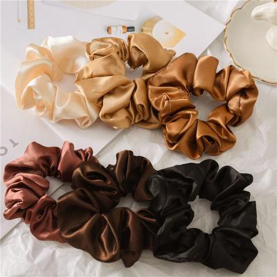 China Wholesale New Fashion Factory Fashion Fabric Headband Pure Color Satin Hair Tie Scrunchies for sale