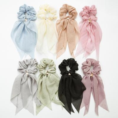 China New High Tenacity Ribbon Hair Ring Solid Color Bow Scrunchies Large Intestine Ring Ladies Lace Up Ponytail Hair Rope for sale