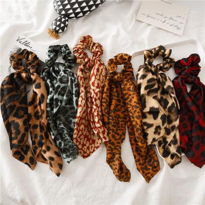 China Wholesale Fashion Leopard Print Ribbon Hair Tie Ladies Ponytail Hair Tie Long Tied Personalized Hair Accessories for sale