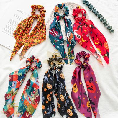 China New Design Vintage Christmas Halloween Hair Scrunchies Flame Ponytail Large Intestine Hair Tie Ladies Simple Hair Tie Rope for sale