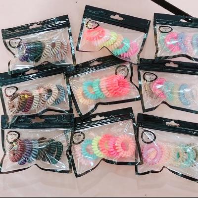 China New 6 Pack High Fashion Candy Jelly Color Transparent Phone Wire Elastic Hair Tie Hair Tie for sale