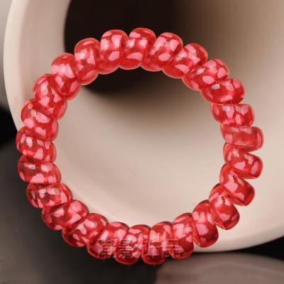 China Custom Large Plastic Flexible Telephone Line by Fashion Leopard Print Telephone Cord Hair Ring Beaded Hair Ties for sale