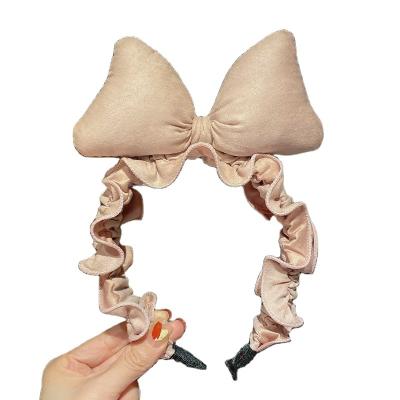 China Internet Makeup Face Wash Band Hair Bow News Three-Dimensional Leather Headbands Celebrity Eco-friendly Ladies Retro for sale