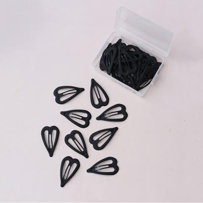 China 30pcs/Boxed 5cm Mini Heart Hairpins Children's Eco-friendly Black Love Paint Epoxy Rubber BB Clips Cute Girl Broken Hair Clips for sale