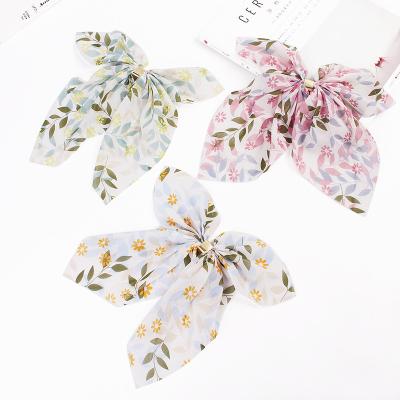 China New Hair Accessories Chiffon Material Chiffon Hair Fork Personality Temperament Ladies Bow Ponytail Hairpin for sale