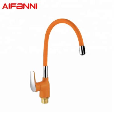 China Flexible Silicone+inside stainless steel various color silicone hose for kitchen faucet straight in with straight head-orange for sale