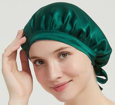 China Eco-friendly new fashion female % 16mm pure silk nightcap sleeping cap hair care satin hood soft for sale