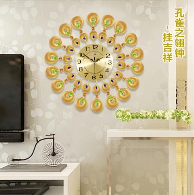 China 3D Manufacturer Large Metal JJT Southeast Asia Peacock Sunflower Wall Clock Luxury 3D Wall Clock Home Decoration for sale