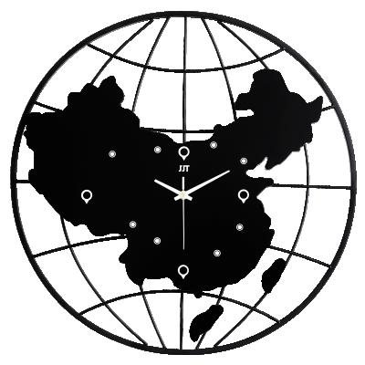 China CREATIVE Modern ODM Wall Clock OEM/OEM Customize Wooden Decoration For Home Wall Clock Map Design JJT Metal Wall Clock Mural for sale