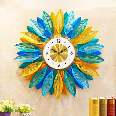 China Creative Colorful Home Decor Luxury Wall Clock Metal Iron Silent Field Quartz Wall Watches For Bedroom for sale