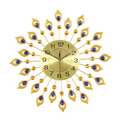 China ODM Style Metal Modern Golden Peacock Wall Clock Antique Decorative Reloj De/ODM Wall Clock Peeled for sale