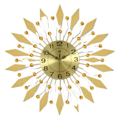 China Antique Style ODM Diamond Modern Golden Sun Wall Clock Decorative Reloj De/ODM Wall Clock Peeled for sale