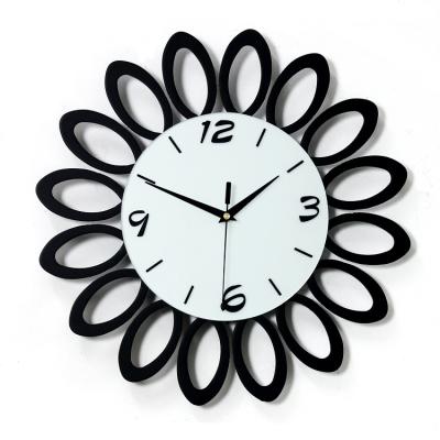 China odm modern flowerbed wall clock glass black and white decorative reloj /odm wall clock peeled M9001 for sale