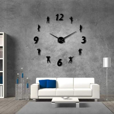 China American Style Acrylic DIY Bedroom Living Room Mirror Wall Clock Fashion Mute Clock for sale