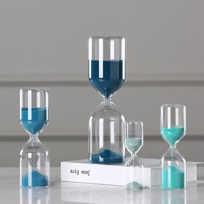 China Nordic Creative Blue Green Europe Gravel Hourglass Glass Timer Opens Home Decoration Small Pieces Desktop Ornaments for sale