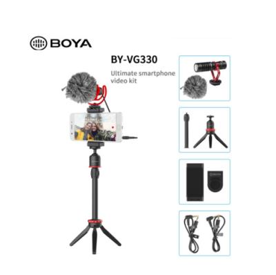 China BOYA BY-VG330 Smartphone Mini Microphone Video Vlogging Cardioid Kit Streaming Condenser Microphone Kit with Mini Tripod Extension Tube for sale