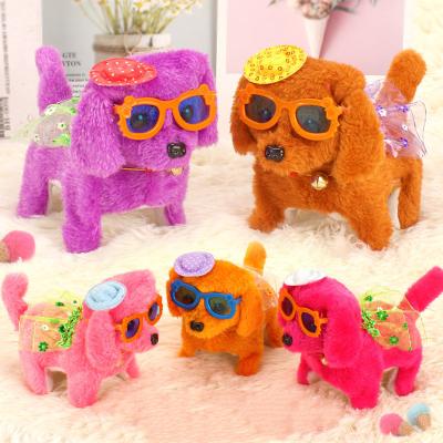 China Wholesale colorful cute music cute stuffed dog music and animal anime plush toy bedtime talking cute gift mini electro motor toy for sale